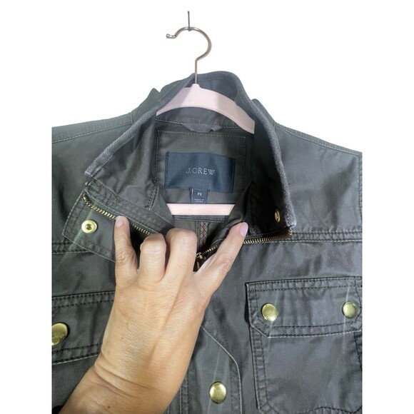 Women's J. Crew The Downtown Field Jacket Waxed Cotton Canvas Black Size PSmall - Picture 6 of 14